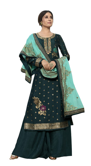 DRAVINAM Trends Women's Pure Dola Meenakari Jacquard Hand work Pakistani Suit with Pure Georgette Embroidered Dupatta