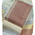Hand Block Bagru Print Pure Cambric Cotton Unstitched Suit Material with Chiffon Hand Printed Dupatta