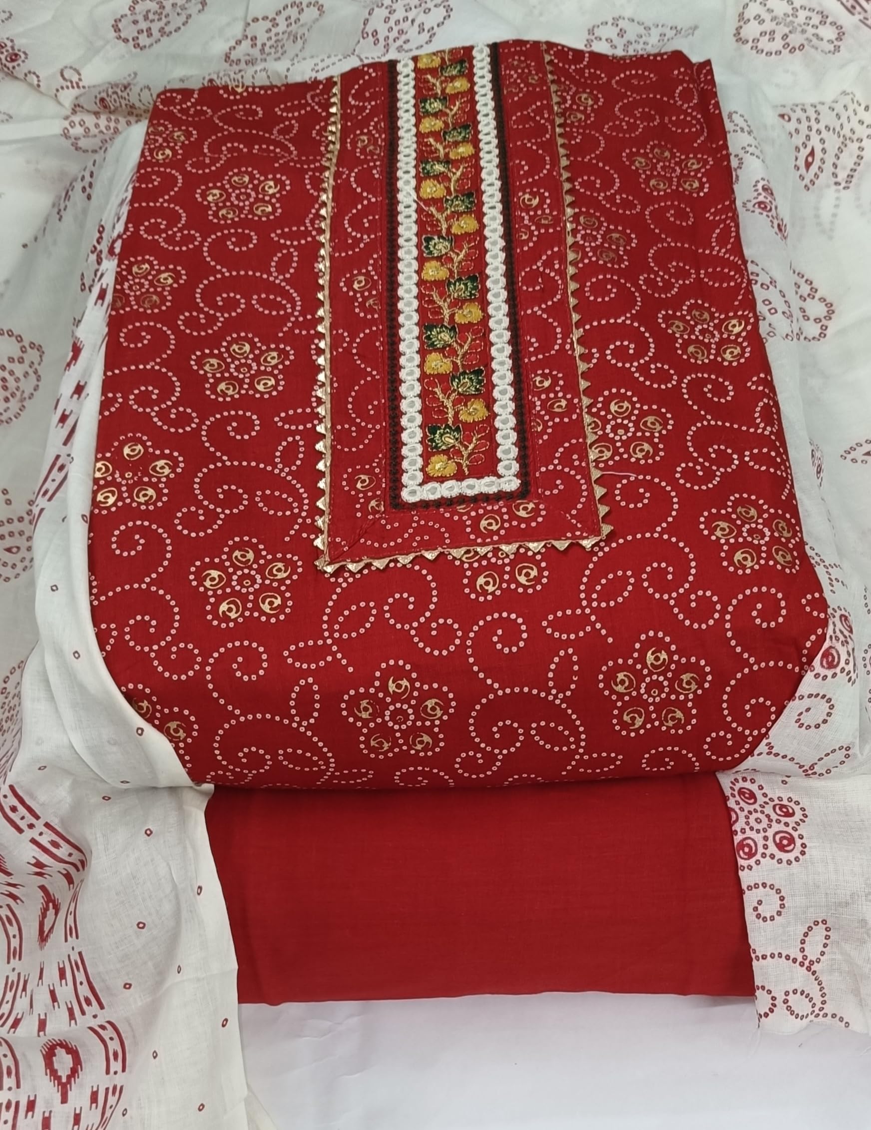 DRAVINAM Trends Women's Ethnic Pure Cotton Jaipuri Printed Unstitched Salwar Suit Dress Material with Dupatta
