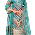 DRAVINAM Trends Kurti 2.50 mtrs, Pure Viscose Rayon (3 mtrs apx), Pure Cotton Mal Mal Print (2.30|Sea Green