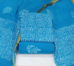 DRAVINAM Trends Unstitched Jaipuri Handmade Wax Batik Print Soft Cotton Dress Material with Dupatta
