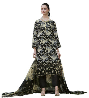 DRAVINAM Trends Women's Stitched Digital Print Embroidered Scalloping Cutwork Pure Cotton Kurta Pant Suit Set with Cotton Embroidered Scalloping Cutwork Dupatta (XL / 42)