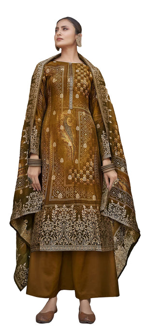 DRAVINAM Trends Women's Pure Dola Silk jacquard Bandhani Digital printed Sharara style Unstitched Suit Dress material with Pure Dola silk Woven Banarasi Dupatta (Free size_Pink)