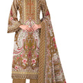 DRAVINAM Trends Women's Unstitched Printed Embroidered Pure Cambric Cotton Salwar Suit Dress Materials Fabric with Cotton Printed Dupatta
