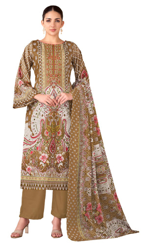 DRAVINAM Trends Unstitched Pakistani Embroidered Pure Cambric Cotton Salwar Suit Dress Materials with Cotton Dupatta
