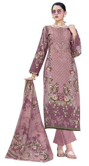 DRAVINAM Trends Women's Pure Lawn Cotton Pakistani Embroidered Suit Dress Material with Unstitched Bottoms and Cotton Dupatta
