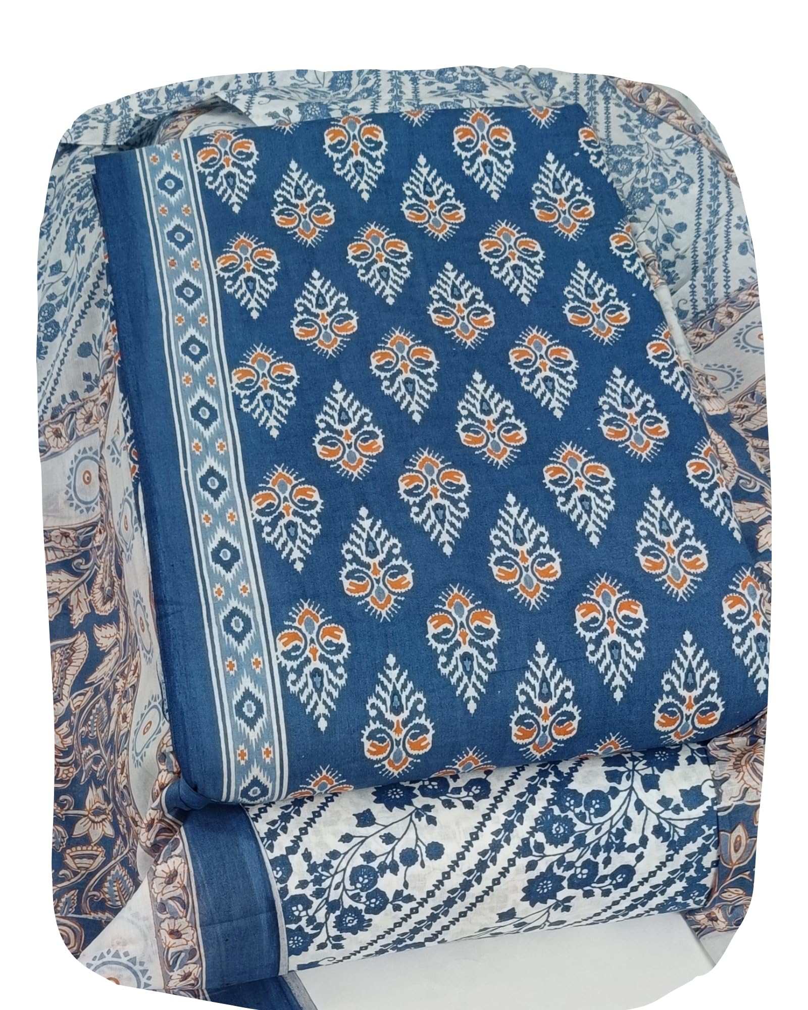 DRAVINAM Trends Jaipuri Print Cambric Cotton Unstitched Salwar Suit Dress Material for Women with Mulmul Cotton Dupatta