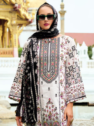 DRAVINAM Trends Kurti 2.50 mtrs, Pure Cotton (3 mtrs apx), Pure MAL MAL Cotton Dupatta Digital Print|Black 1