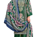 DRAVINAM Trends Women's Pure Lawn Cotton Pakistani Embroidered Suit Dress Material with Unstitched Bottoms and Cotton Dupatta