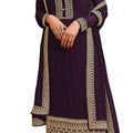 DRAVINAM Trends Women’s Pure Georgette Unstitched Salwar Suit Fabric Dress Material with Heavy Zari Embroidery and Dupatta (Voilet)