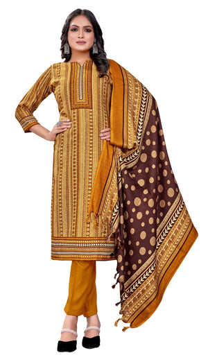 DRAVINAM Trends Women's Unstitched Kaani Print Pashmina Winter wear Dress Material Fabric for Salwar Suit with printed pashmina Kashmiri shawl dupatta (Green)