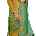 DRAVINAM Trends Women's Heavy Embroidered Pure Georgette Sharara Salwar Suit Dress Material with Heavy Embroidered Soft Net Dupatta (Free size_Yellow Green)