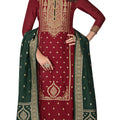 DRAVINAM Trends Women’s Unstitched banarasi Salwar Suit Fabric Dress Material with pure banarasi Dupatta (Red)