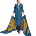DRAVINAM Trends Women's Pure Pashmina Printed and Embroidered Suit Dress Material with Pure Pashmina Dobby Printed Shawl