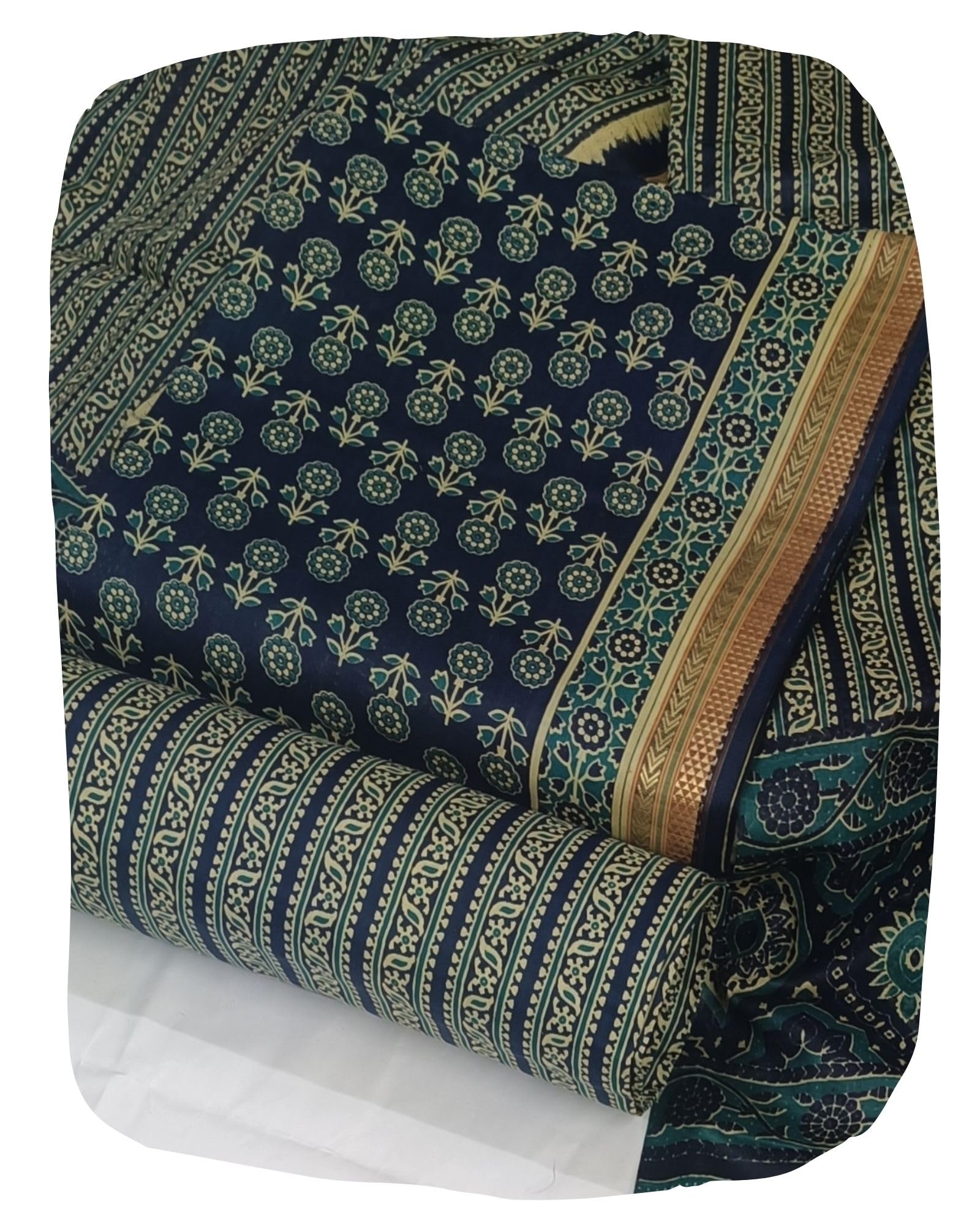 DRAVINAM Trends Jaipuri Print Pure Cotton Unstitched Salwar Suit Dress Material for Women with Zari Borders and Cotton Dupatta