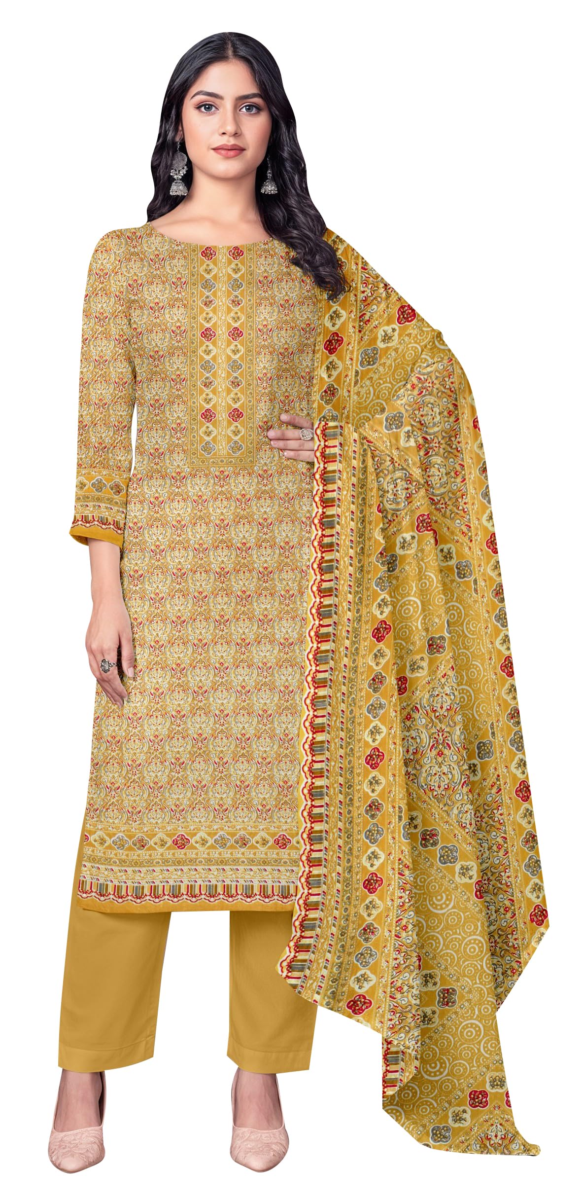 DRAVINAM Trends Women's Unstitched Winter Wear Kashmiri Kani Printed Heavy Woolen Pashmina Salwar Suit Dress Material with Printed Shawl Dupatta