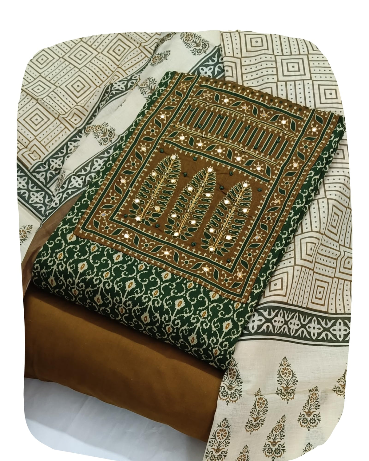 DRAVINAM Trends Women's Ethnic Pure Cotton Jaipuri Printed Unstitched Salwar Suit Dress Material with Dupatta