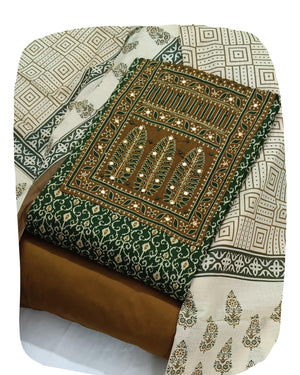 DRAVINAM Trends Women's Ethnic Pure Cotton Jaipuri Printed Unstitched Salwar Suit Dress Material with Dupatta