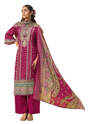 DRAVINAM Trends Women's Unstitched Salwar Suit Dress Material - Cotton Digital Printed Organza Embroidered Kameez II Unstitch Bottoms II Cotton Dupatta