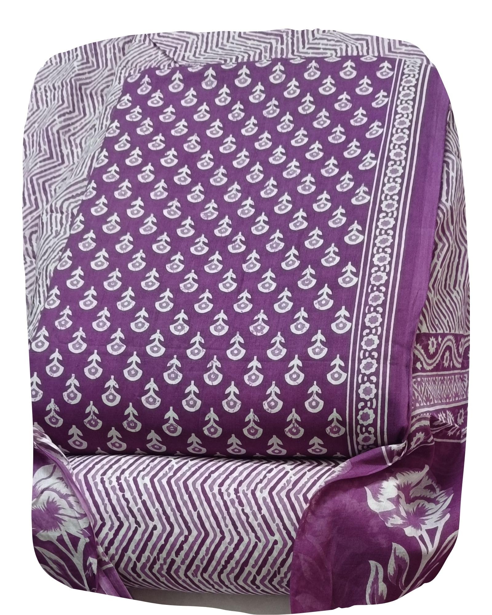 DRAVINAM Trends Jaipuri Print Cambric Cotton Unstitched Salwar Suit Dress Material for Women with Mulmul Cotton Dupatta