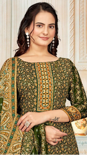 DRAVINAM Trends Women's Unstitched Winter Wear Kaani Digital Printed Heavy Woolen Pashmina Salwar Suit Dress Material with Printed Shawl Dupatta