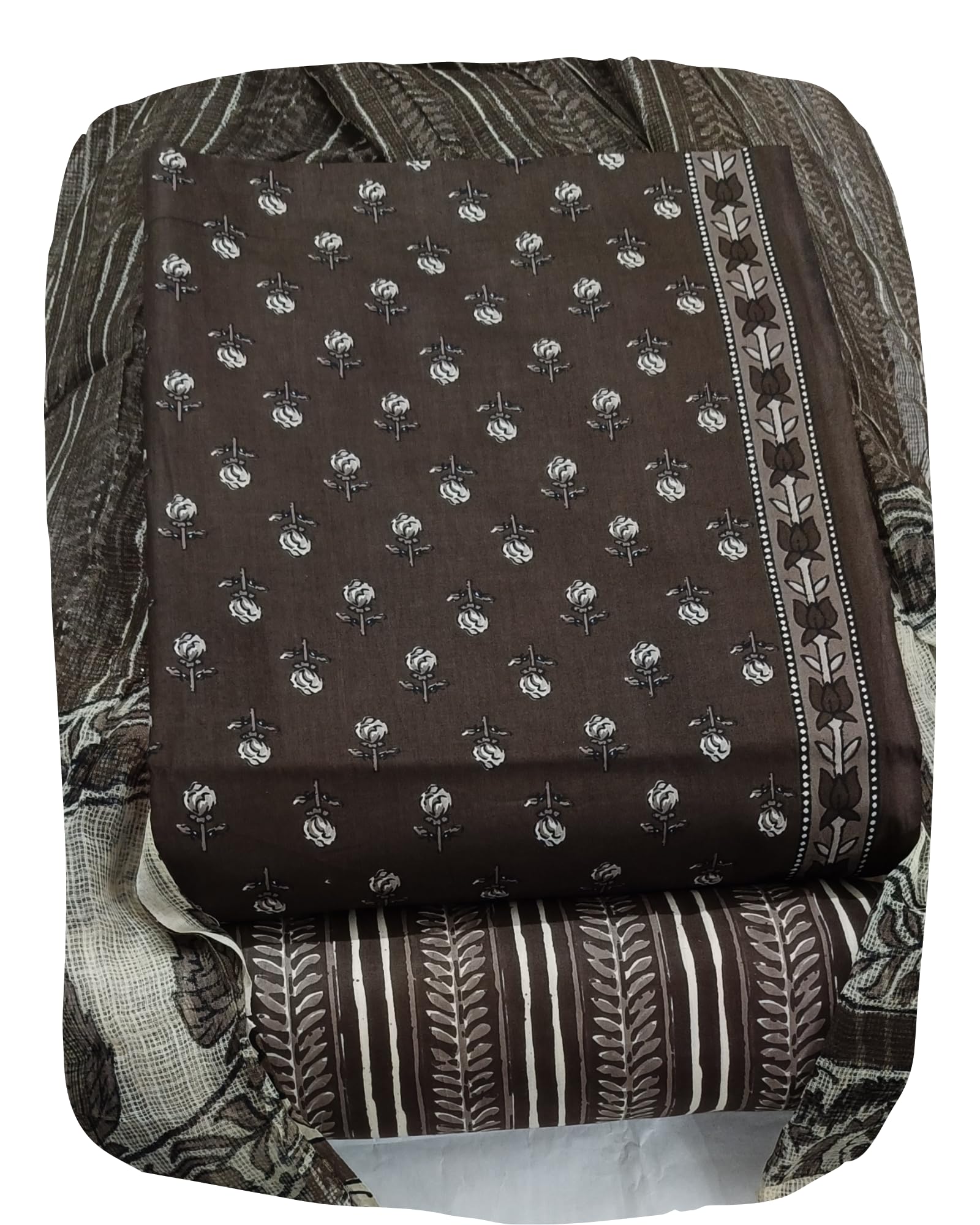 DRAVINAM Trends Jaipuri Printed Pure Cambric Unstitched Cotton Suit Dress Material with Kota Doriya Printed Dupatta