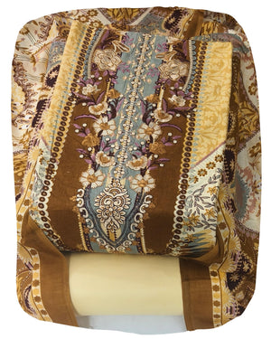 DRAVINAM Trends Women's Pure Cotton Unstitched Salwar Suit Dress Material Set | Pakistani Prints with Embroidery I Mulmul Dupatta