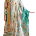 DRAVINAM Trends Unstitched Women Suit Material – Viscose Cotton Digital Printed Embroidered Kameez, Cambric Cotton Plain Bottoms and Printed Dupatta