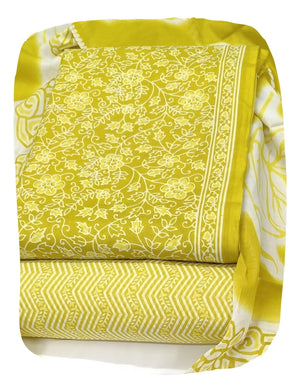 DRAVINAM Trends Jaipuri Print Cambric Cotton Unstitched Salwar Suit Dress Material for Women with Mulmul Cotton Dupatta