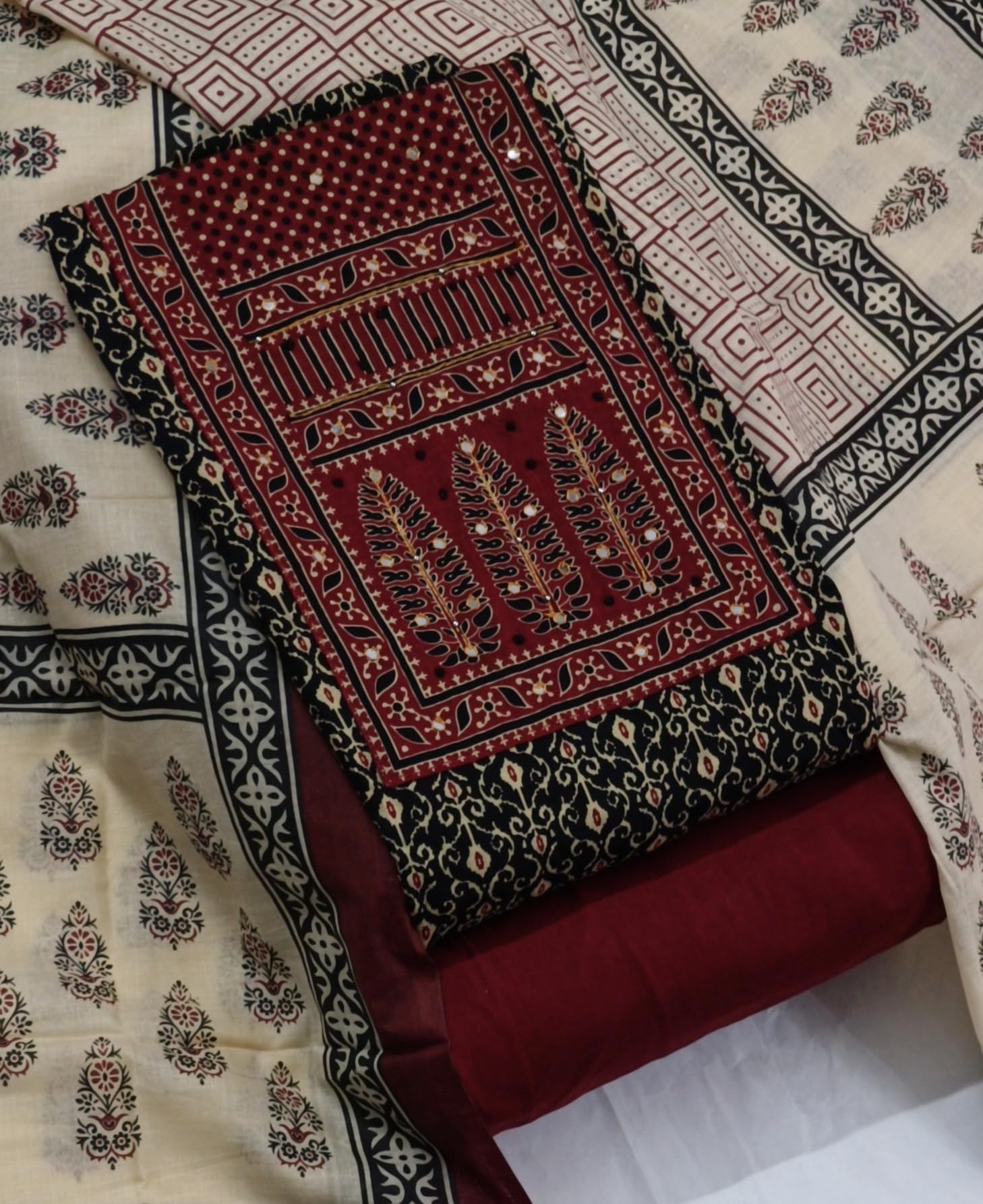 DRAVINAM Trends Women's Ethnic Pure Cotton Jaipuri Printed Unstitched Salwar Suit Dress Material with Dupatta