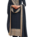 DRAVINAM Trends Women’s Pure Georgette Unstitched Salwar Suit Fabric Dress Material with Heavy Zari Embroidery and Dupatta (Grey)