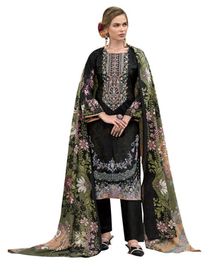 DRAVINAM Trends Women's Unstitched Cotton Suit Dress Material - Pure Cotton Embroidered Digital Top II Cotton Bottoms II Cotton Digital Print Dupatta