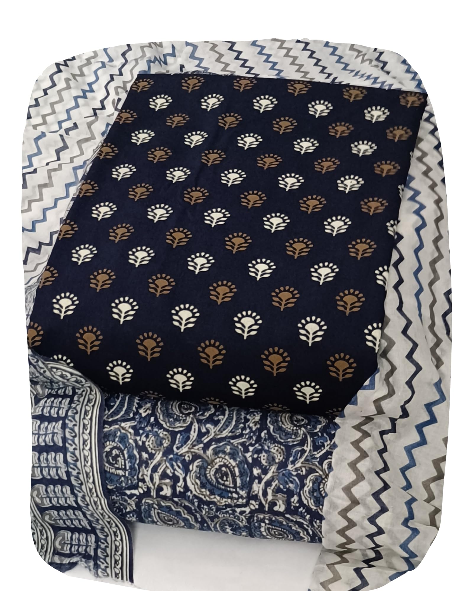 DRAVINAM Trends Women's Ethnic Pure Cotton Jaipuri Printed Unstitched Salwar Suit Dress Material with Dupatta
