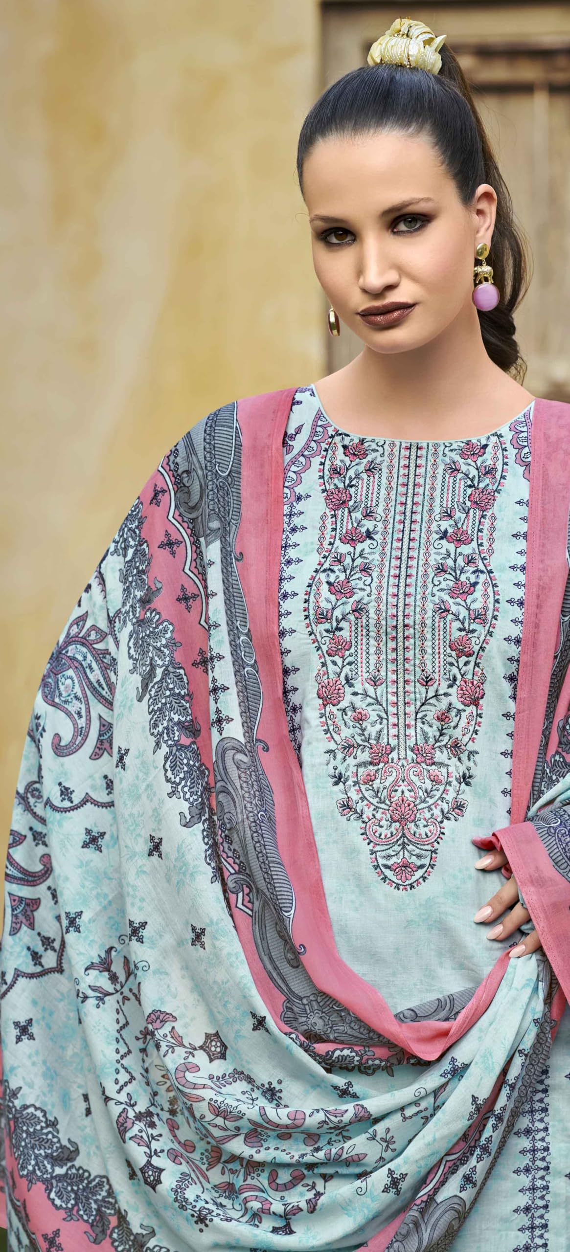 DRAVINAM Trends Kurti 2.50 mtrs, PURE COTTON DYED (2.7 m),PURE LAWN MULMUL DIGITAL PRINT COTTON DUP (2.25|Bawa