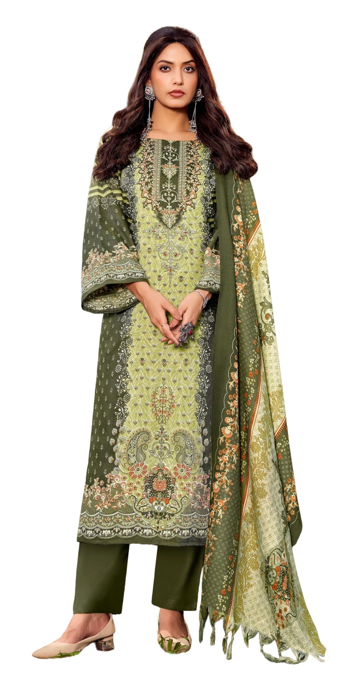 DRAVINAM Trends Women's Winter wear unstitched Printed Woollen Pashmina Salwar Suit Dress Material with Pashmina Printed Shawl Dupatta