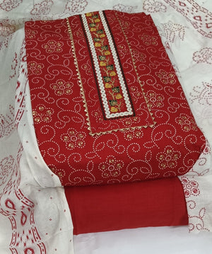 DRAVINAM Trends Women's Ethnic Pure Cotton Jaipuri Printed Unstitched Salwar Suit Dress Material with Dupatta