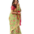 DRAVINAM Trends Women's Woven Kota Linen Printed Saree with Blouse Piece (Green_SareeSRZ_6)