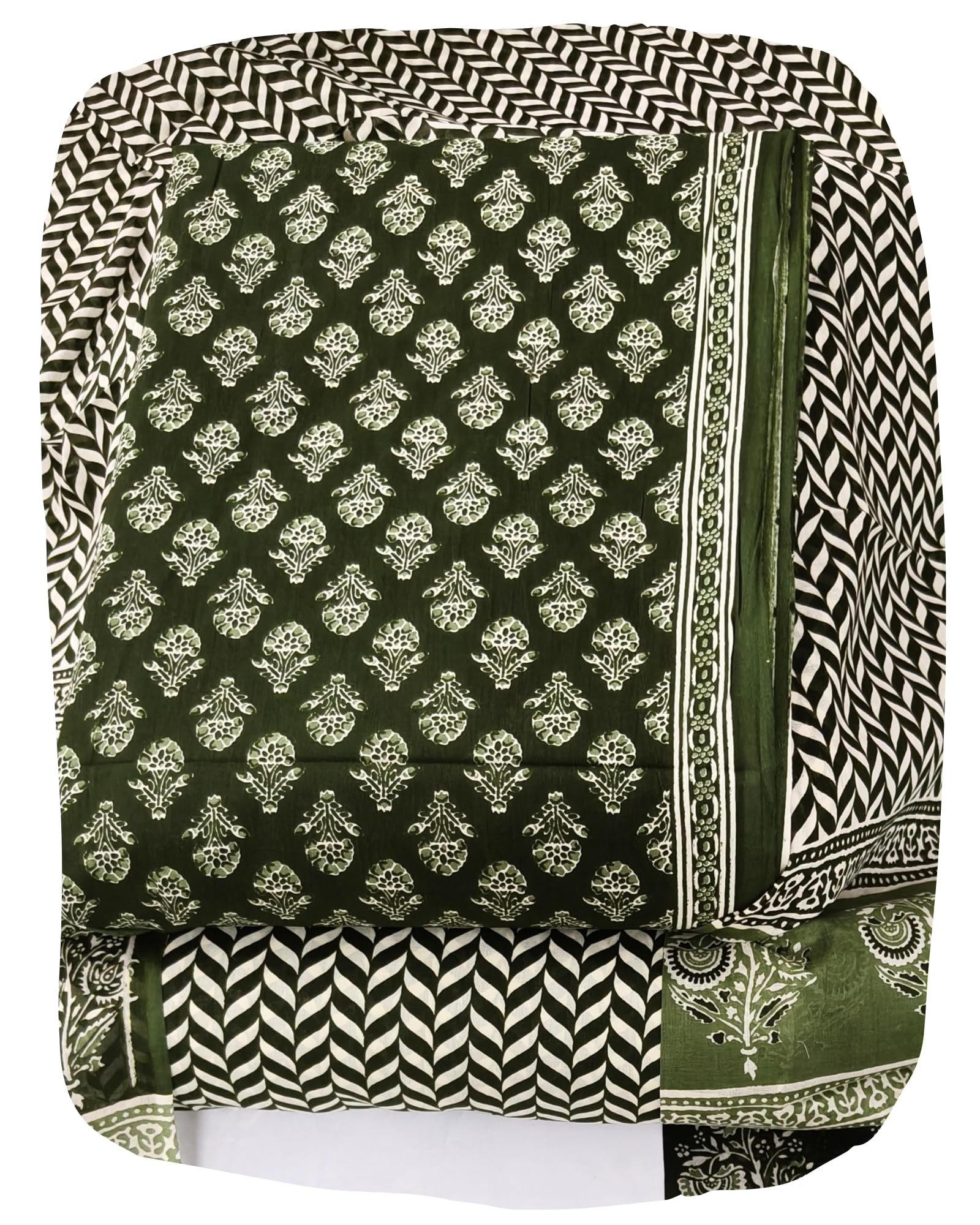 DRAVINAM Trends Jaipuri Print Cambric Cotton Unstitched Salwar Suit Dress Material for Women with Mulmul Cotton Dupatta
