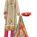 DRAVINAM Trends Women's Winter Wear Unstitched Digital Kani Printed Viscose Pashmina Woollen Salwar Suit Dress Material with Khatli Work Foil touchup and Pashmina Digital Printed Shawl Dupatta