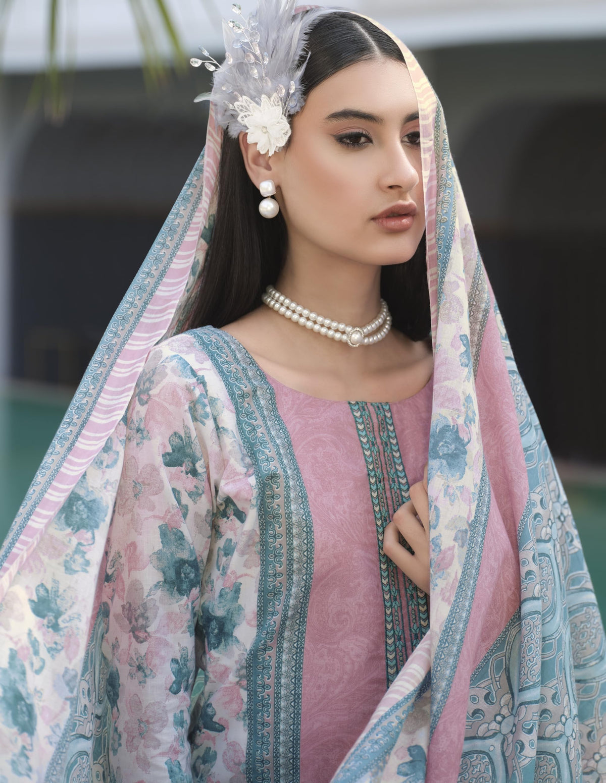 DRAVINAM Trends Women's Unstitched Salwar Suit Dress Material - Cotton Digital Printed Organza Embroidered Kameez II Unstitch Bottoms II Cotton Dupatta