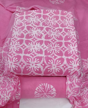 DRAVINAM Trends Unstitched Jaipuri Handmade Wax Batik Print Soft Cotton Dress Material with Dupatta