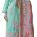 DRAVINAM Trends Women's Unstitch Cotton Suit Dress material II Pure Cambric Lawn Cotton Embroidered Cut Paste Work Top II Pure Cotton Solid Bottoms II Cotton Print Dupatta