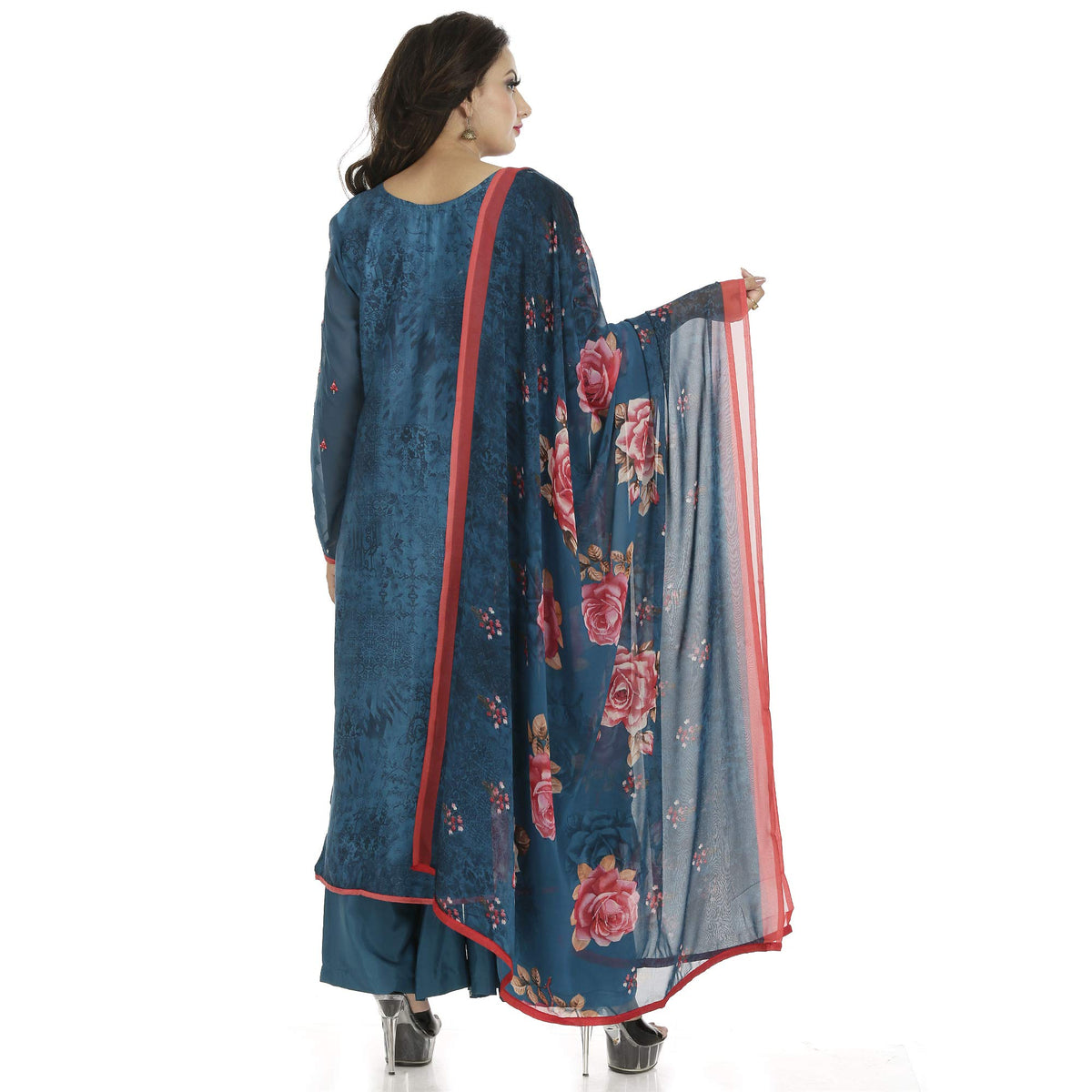 DRAVINAM Trends Women's Embroidered Pure Crepe Floral Printed Salwar Suit Dress Material with Printed Georgette Dupatta (Unstitched)