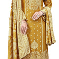 DRAVINAM Trends Heavy Spun Kani Kashmiri Printed Unstitched Salwar Suit for Women with Siroski Work and Pashmina Shawl Dupatta