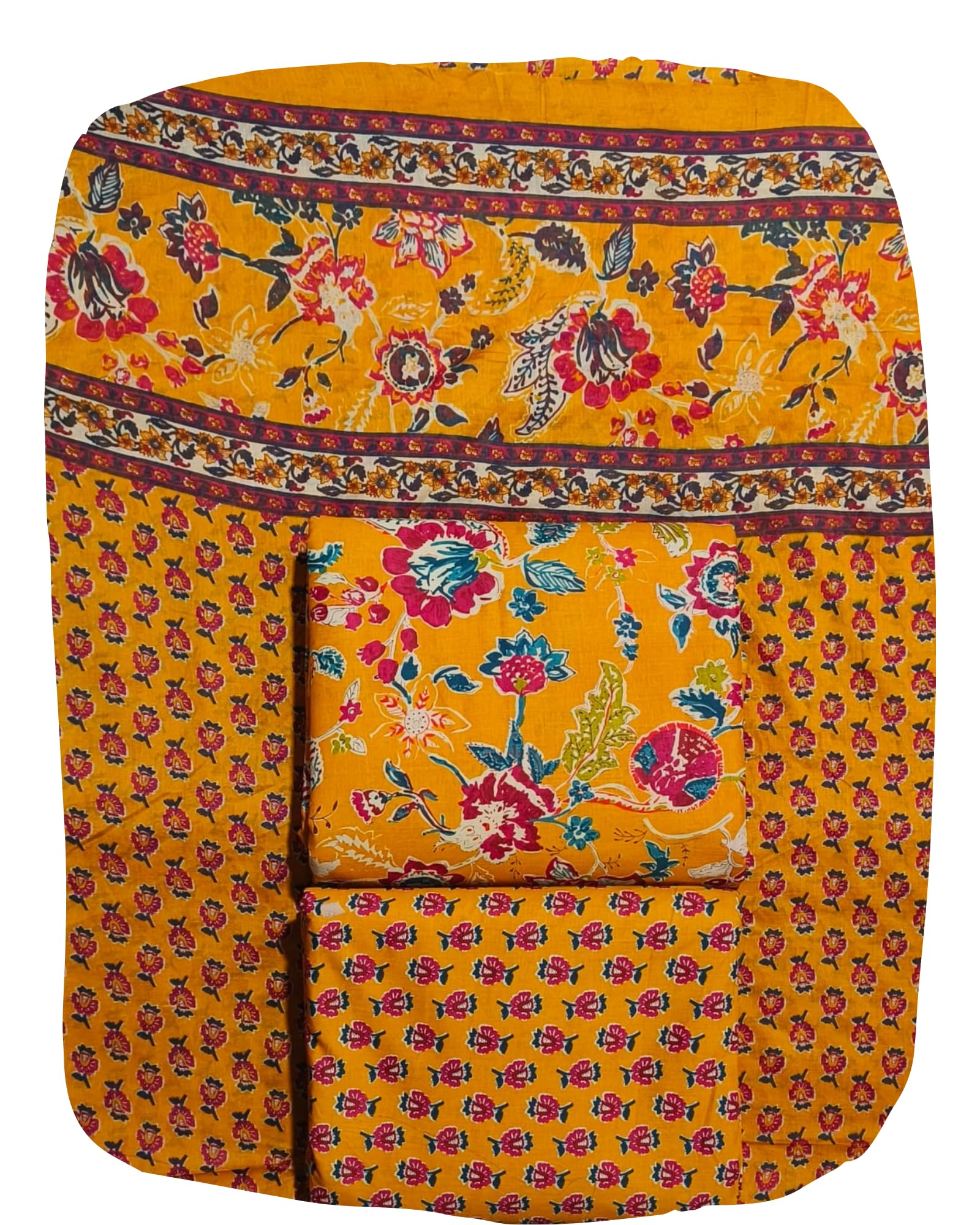 DRAVINAM Trends Jaipuri Print Cambric Cotton Unstitched Salwar Suit Dress Material for Women with Mulmul Cotton Dupatta