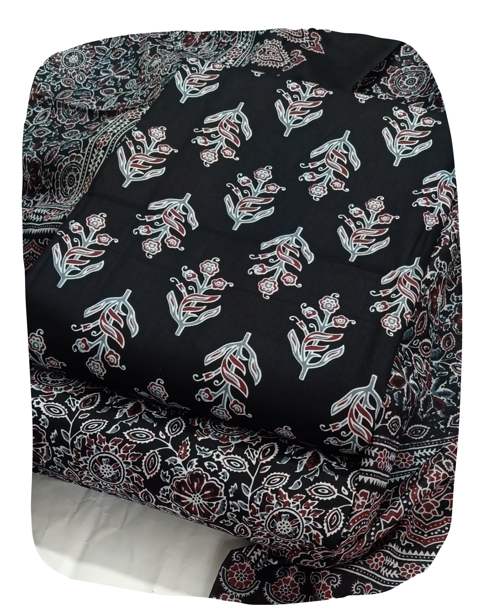 DRAVINAM Trends Jaipuri Print Cambric Cotton Unstitched Salwar Suit Dress Material for Women with Mulmul Cotton Dupatta