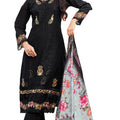 DRAVINAM Trends Kurti 2.50 mtrs, Pure Cotton (3 mtrs apx), Pure MAL MAL Cotton Dupatta Digital Print|Black