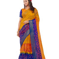 DRAVINAM Trends Women's Khadi Organza Printed Saree with Woven Borders and Solid Blouse Piece