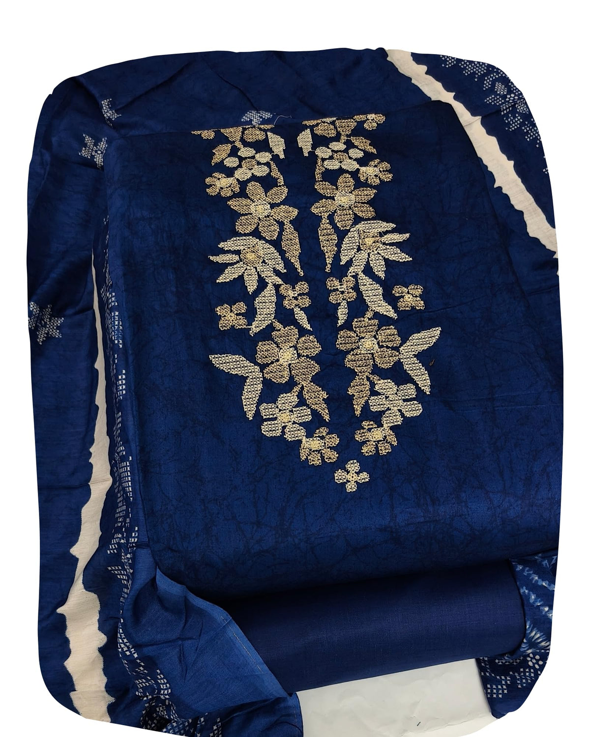 DRAVINAM Trends Women's Pure Cotton Embroidered Unstitched Dress Material with Printed Muslin Dupatta