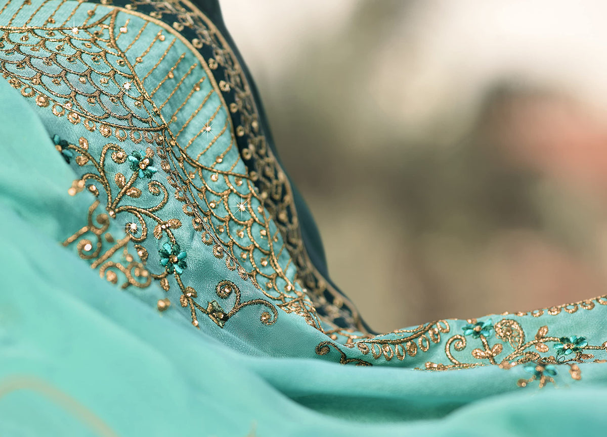 DRAVINAM Trends Women's Pure Dola Meenakari Jacquard Hand work Pakistani Suit with Pure Georgette Embroidered Dupatta